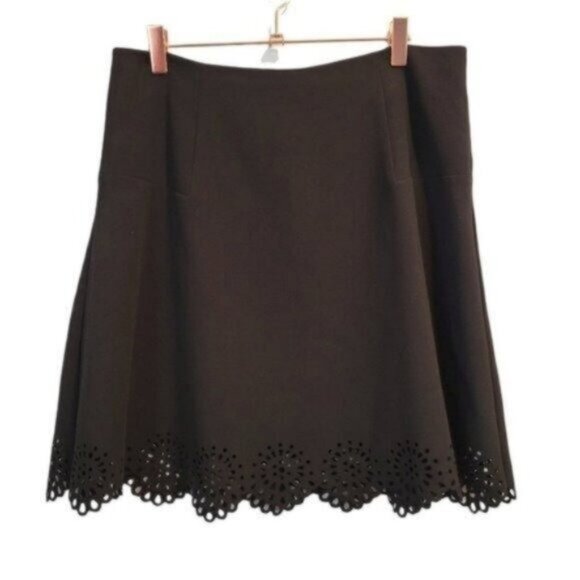 Loft | Scalloped Hem A line Lazer Cut out Skirt Black - Picture 1 of 9